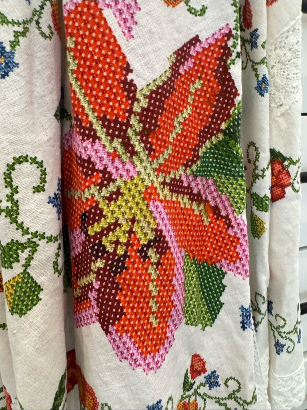 White Embroidered Floral Halter cover up - Picture 7 of 14